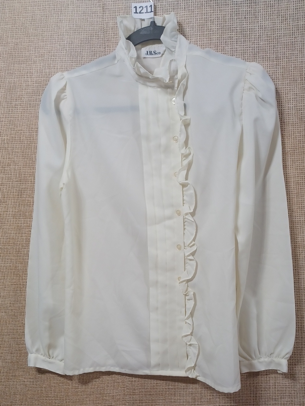 Pale Yellow Ruffle-Front High Neck Blouse - Women's Top